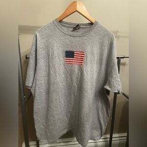 Lands End American Flag Grey T-Shirt size Large Great Condition